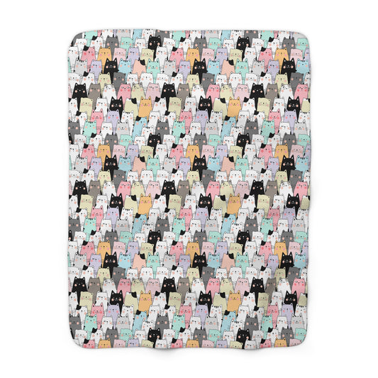 Cartoon Cats Sherpa Fleece Blanket