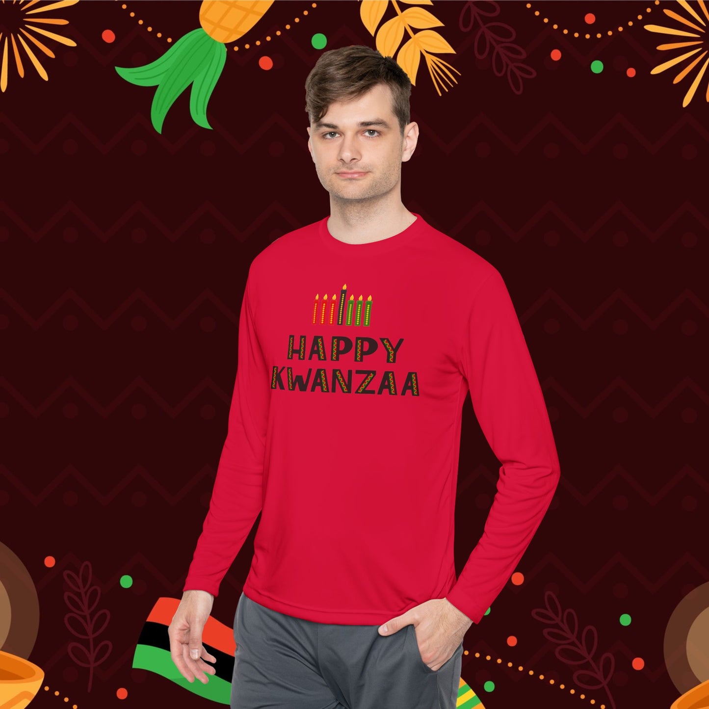 Happy Kwanzaa (Kinara) Adult Long Sleeve Tee