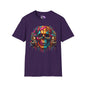 Colorful Skull & Car Adult T-shirt