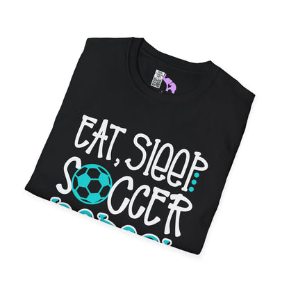 Eat Sleep Soccer Repeat (Teal) Adult T-shirt