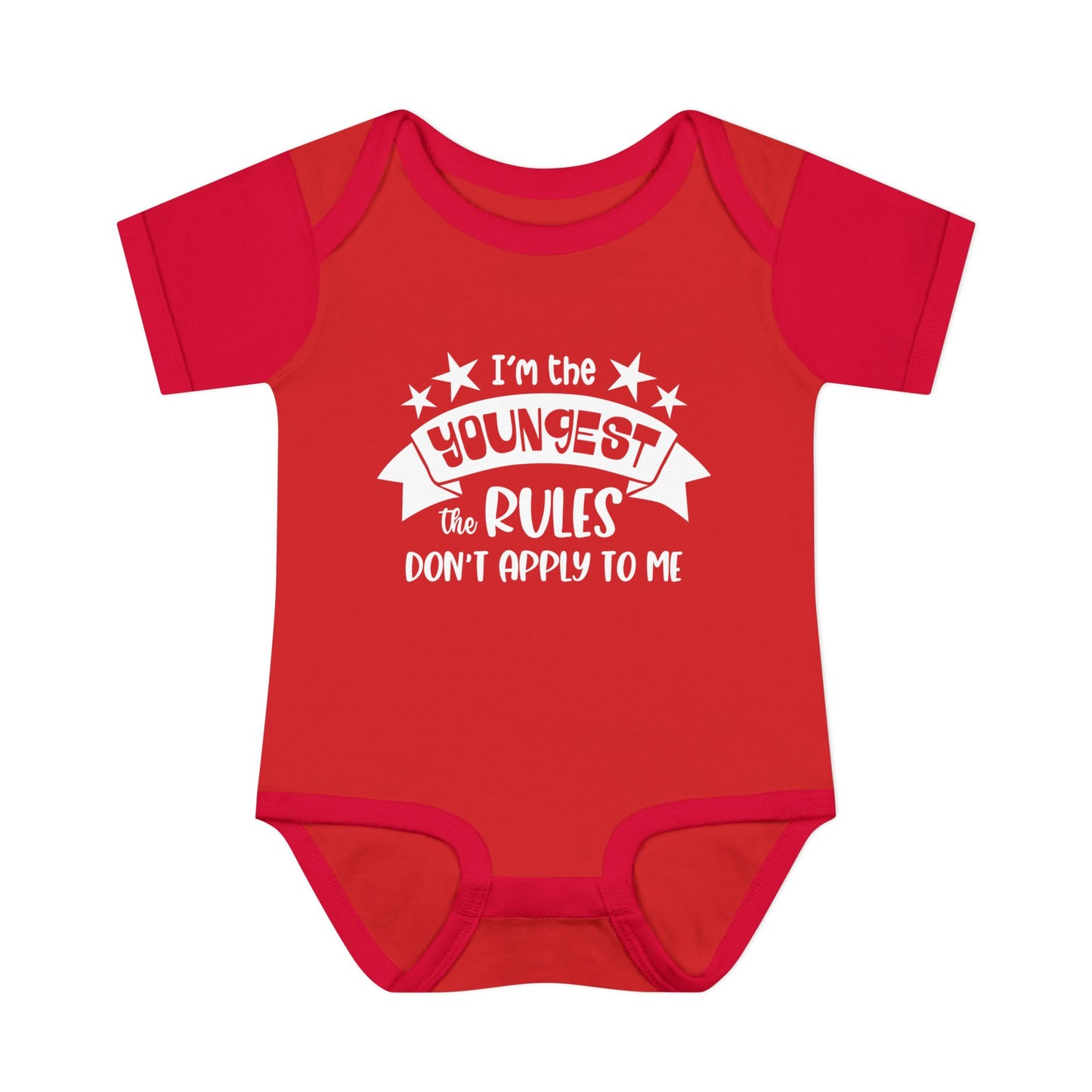 I'm The Youngest The Rules Don't Apply To Me Infant Baby Rib Bodysuit