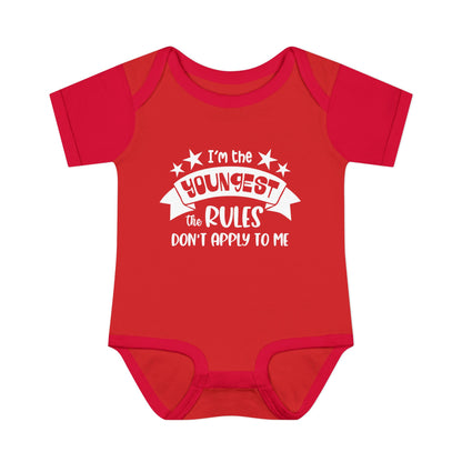 I'm The Youngest The Rules Don't Apply To Me Infant Baby Rib Bodysuit