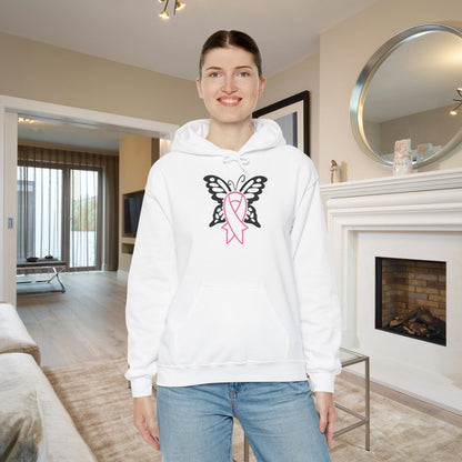 Butterfly Pink Support Ribbon Adult Heavy Blend™ Hoodie