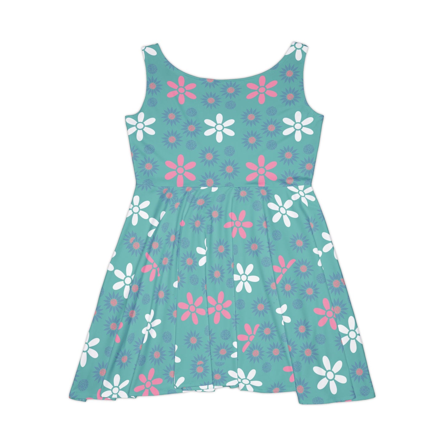 Teal Daisy Women's Skater Dress - Fun Spring Floral Dress for Every Occasion