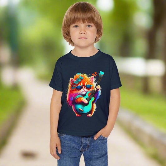 Colorful Guitar Kitten Heavy Cotton™ Toddler T-shirt