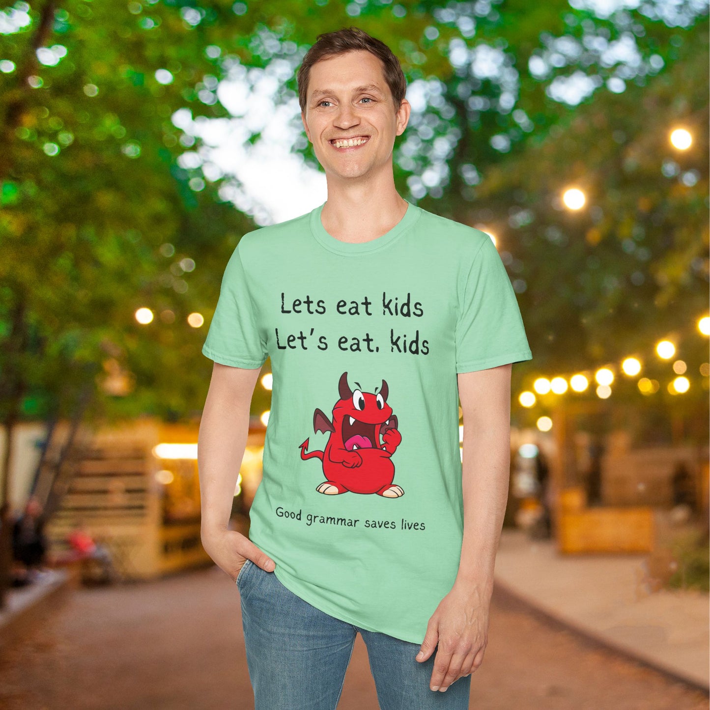 Lets Eat Kids Good Grammar Saves Lives Adult T-shirt