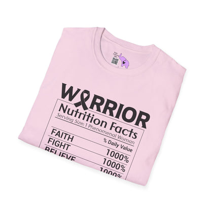 Breast Cancer Warrior Nutrition Facts Adult T-shirt
