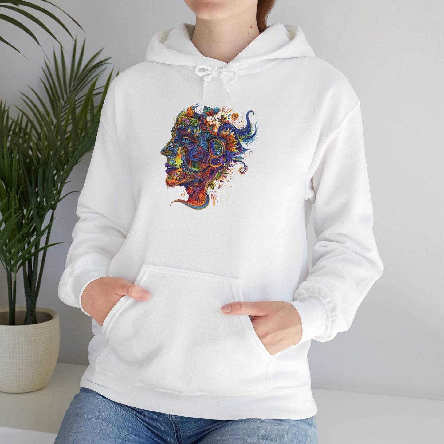 Colorful Paisley Woman Profile Heavy Blend™ Hooded Sweatshirt