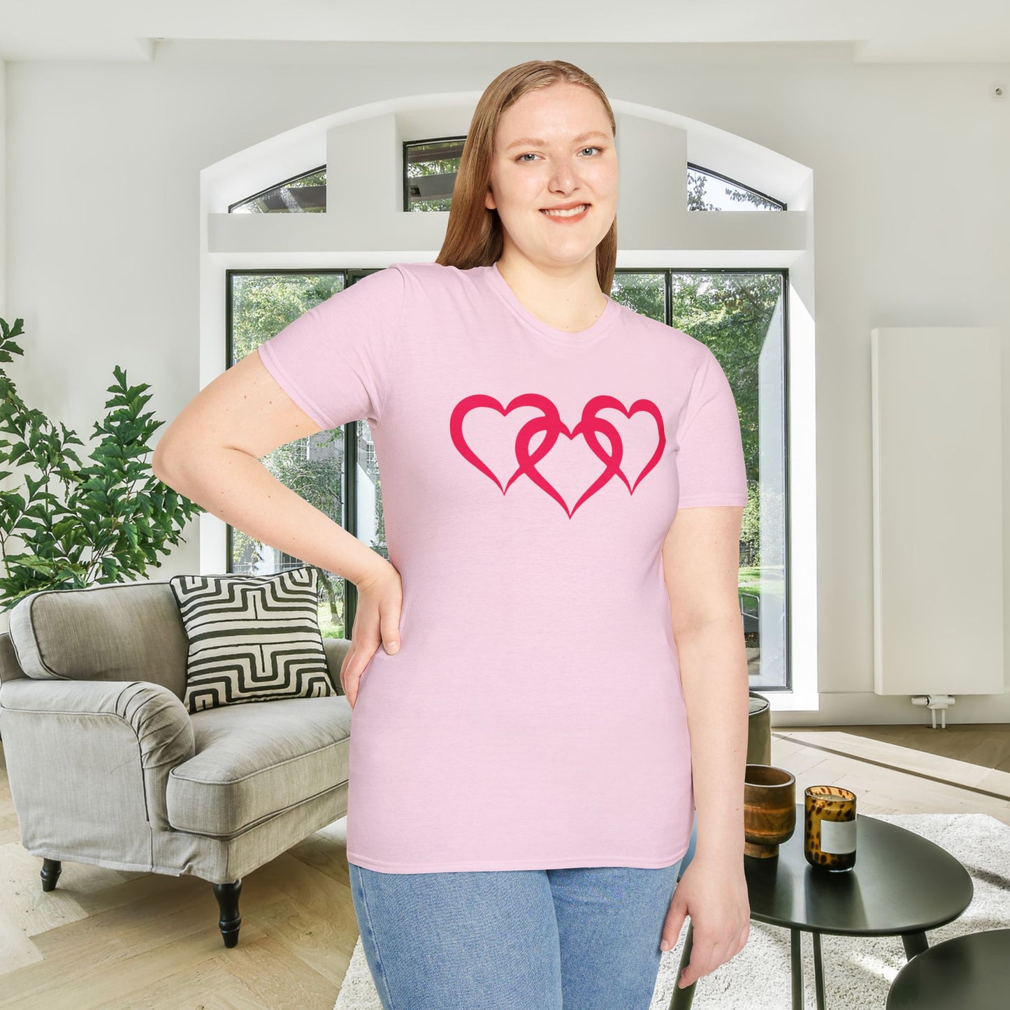 Triple Heart Adult Unisex Tshirt