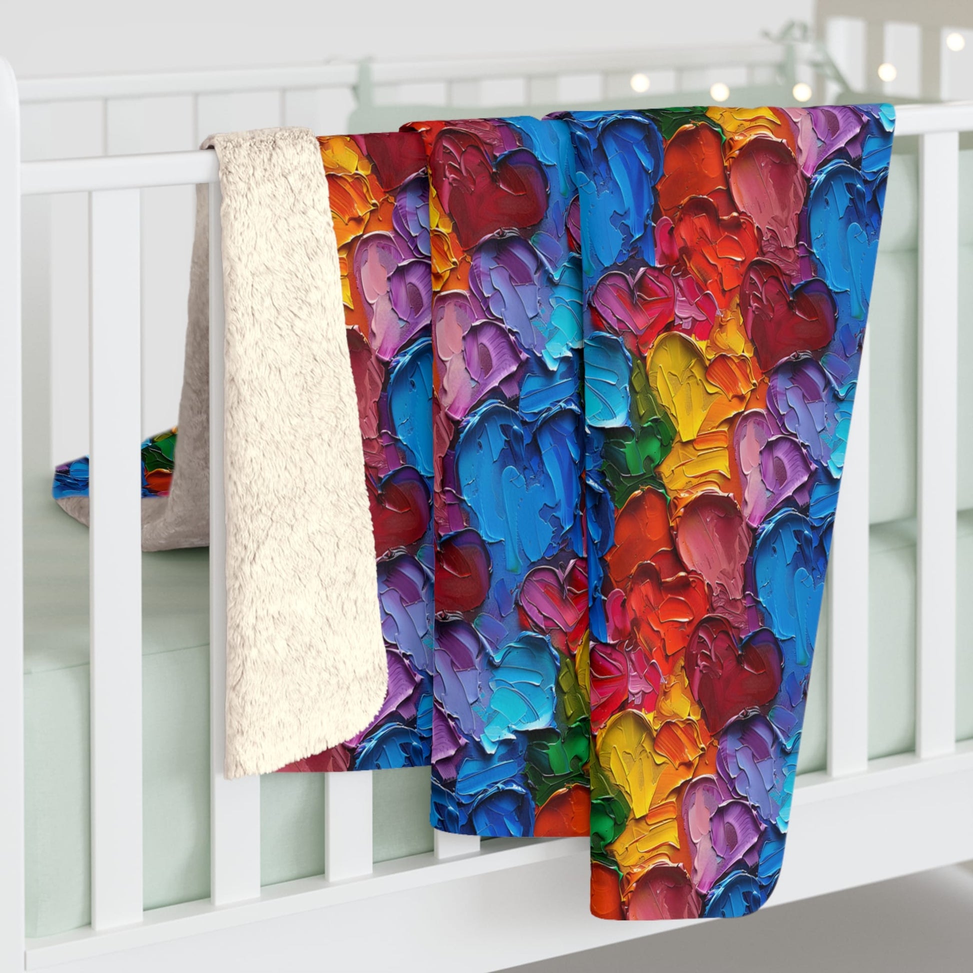 Palette Knife Hearts Fleece Blanket