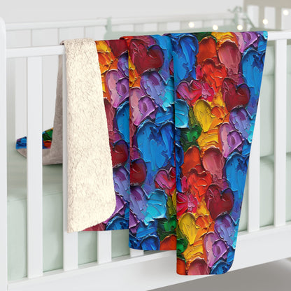 Palette Knife Hearts Fleece Blanket