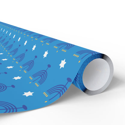 Blue/White Star of David Hanukkah Wrapping Paper