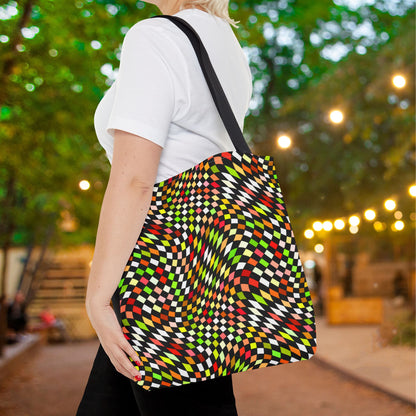Warped Yellow/Green Checkered Canvas Tote Bag