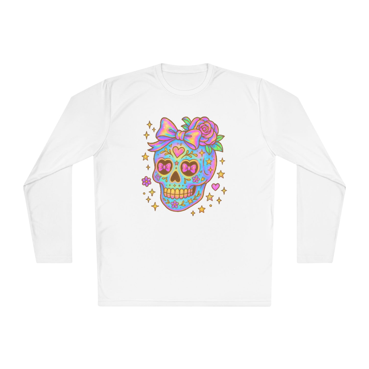 Neon Sugar Skull Adult Long Sleeve Tee