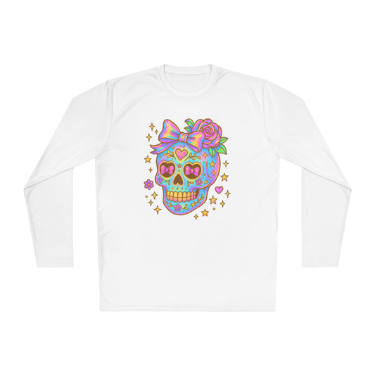 Neon Sugar Skull Adult Long Sleeve Tee