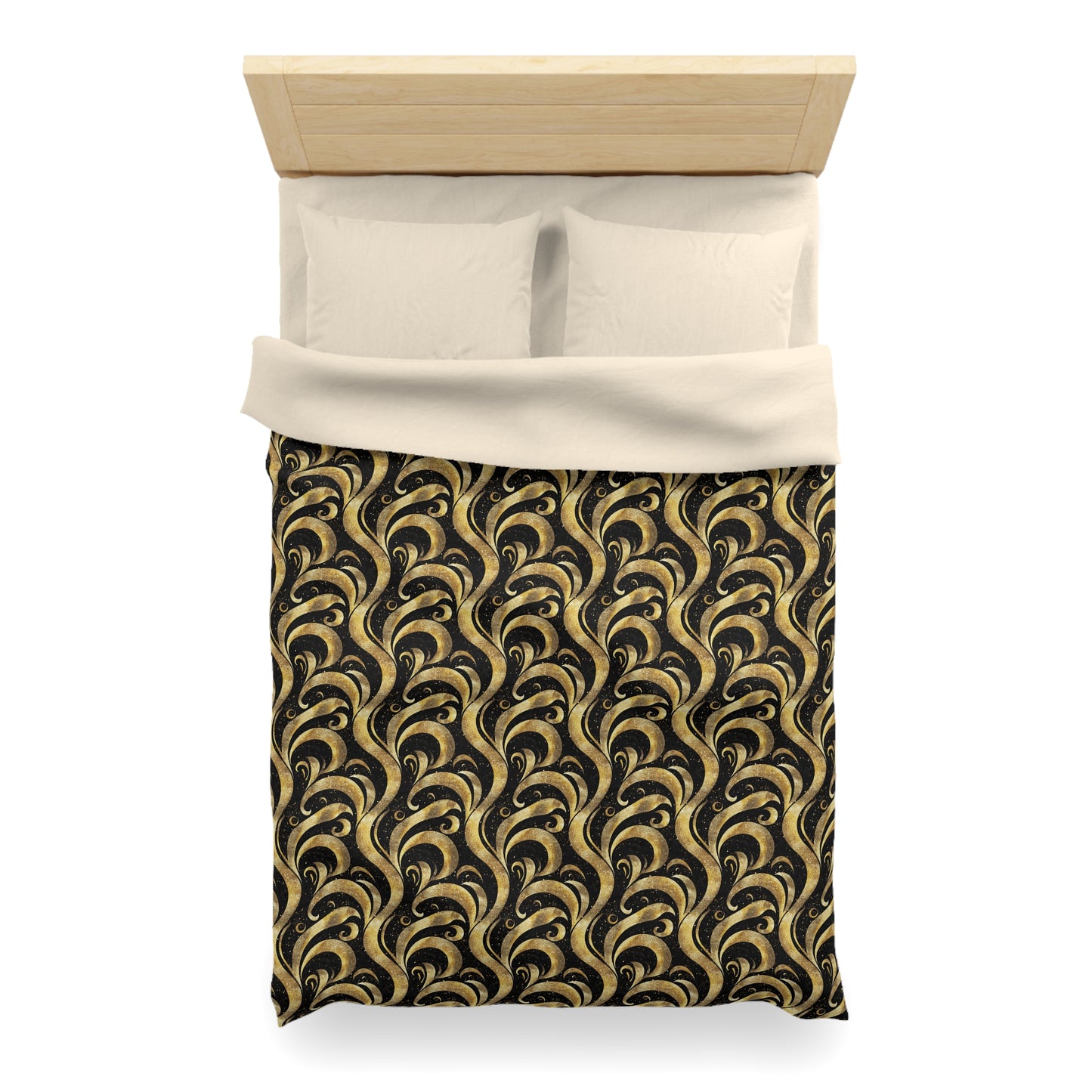 Black & Gold Luxe Swirl Microfiber Duvet Cover