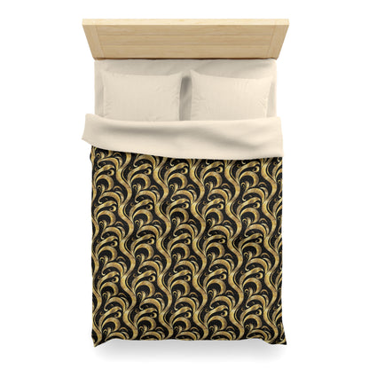 Black & Gold Luxe Swirl Microfiber Duvet Cover