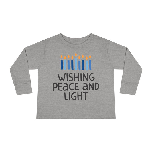 Hanukkah Wishing Peace & Light Toddler Long Sleeve Tee