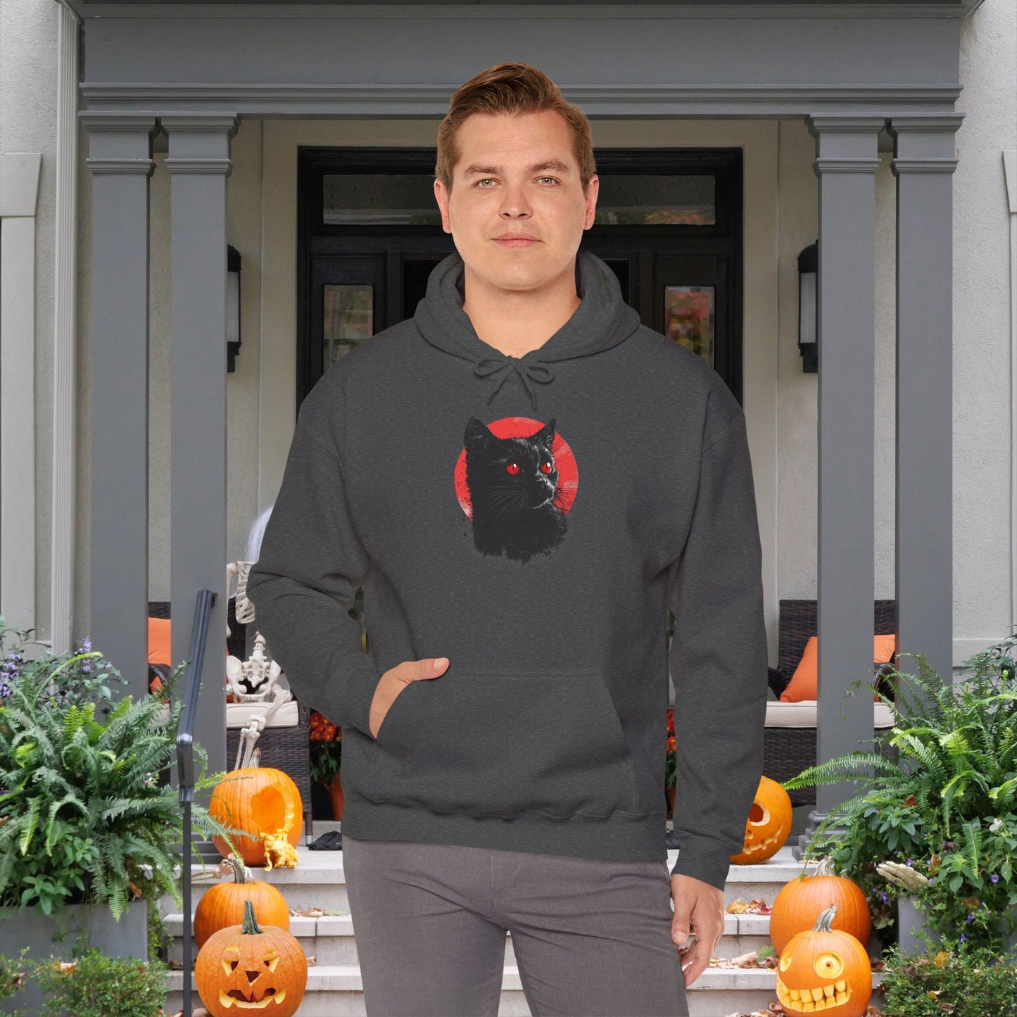 Black Cat Over Moon 2 Heavy Blend™ Hooded Sweatshirt