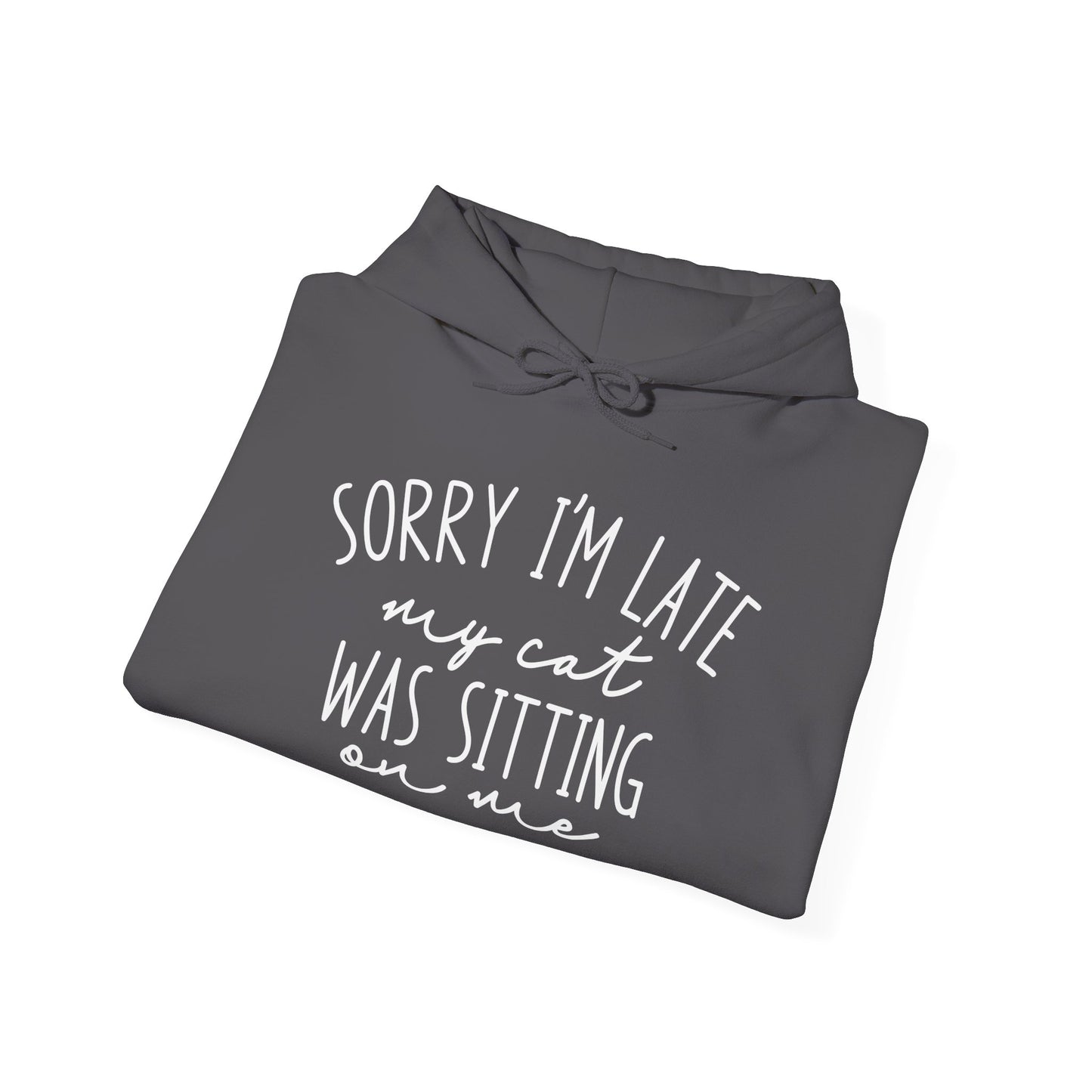 Sorry I'm Late My Cat Was Sitting On Me Heavy Blend™ Hooded Sweatshirt