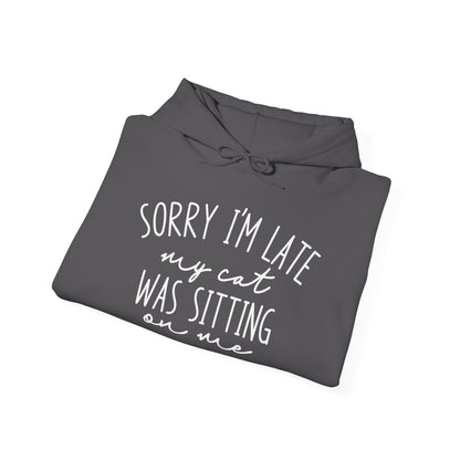 Sorry I'm Late My Cat Was Sitting On Me Heavy Blend™ Hooded Sweatshirt