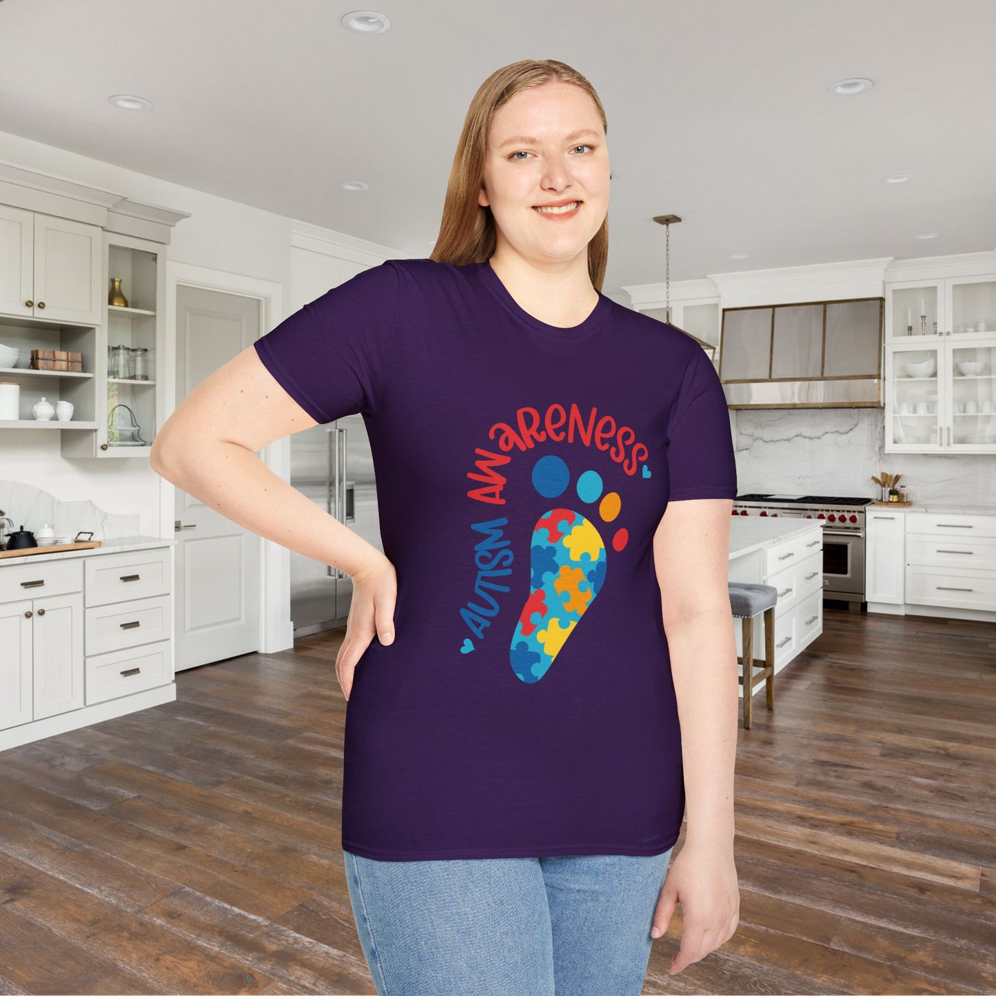 Autism Awarness (Footprint) Adult T-shirt