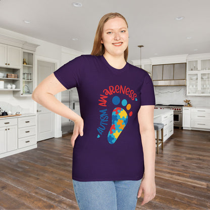 Autism Awarness (Footprint) Adult T-shirt