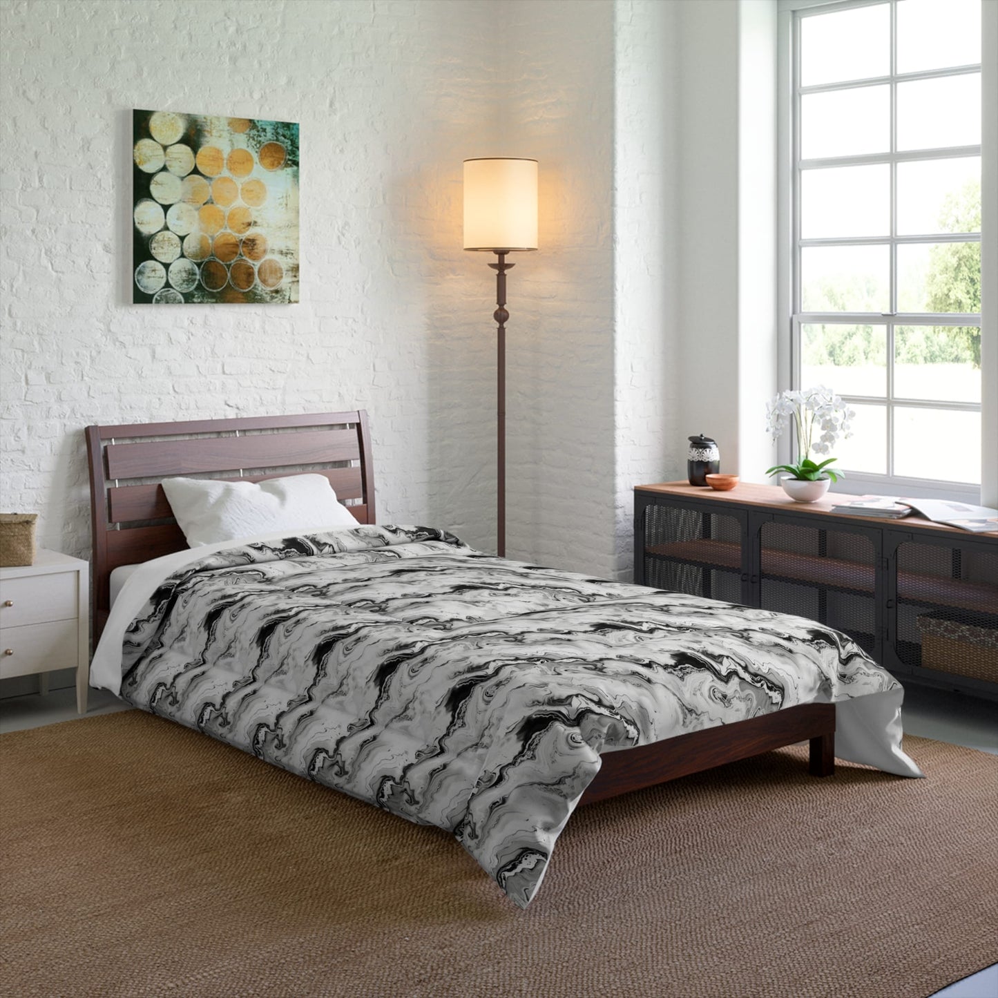 Frost Veil Marble Comforter