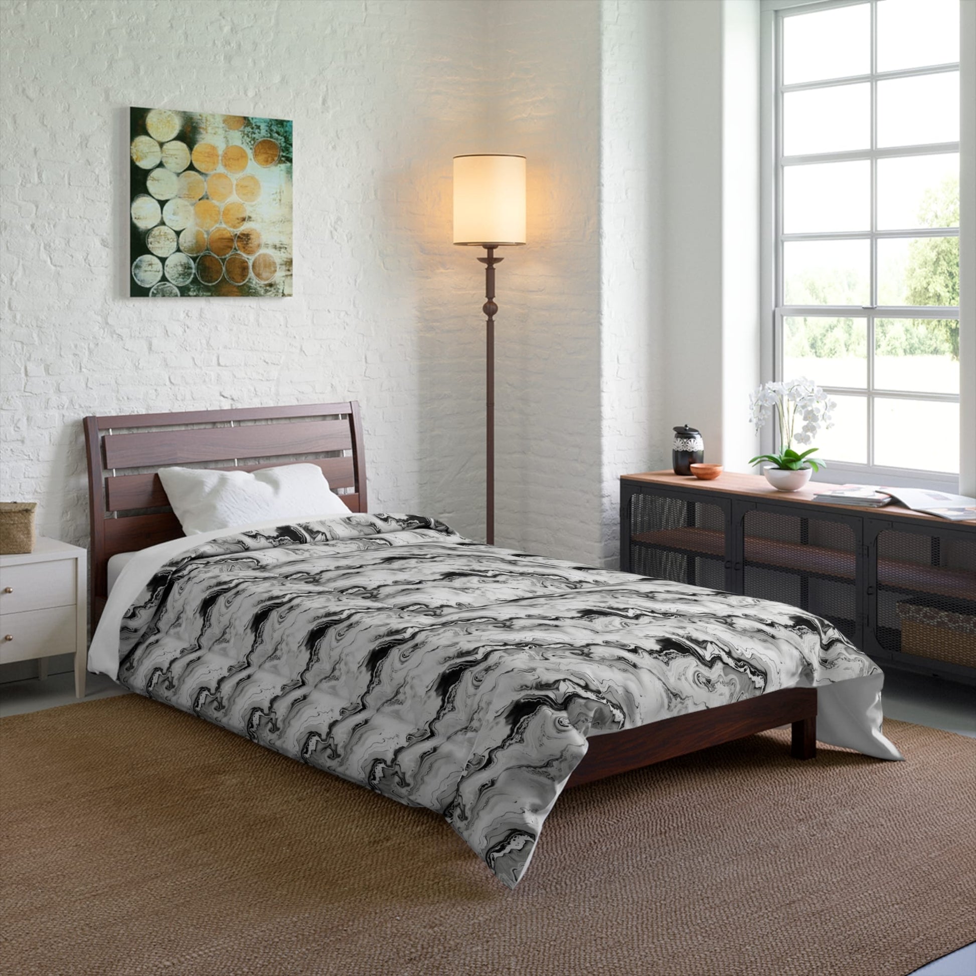 Frost Veil Marble Comforter