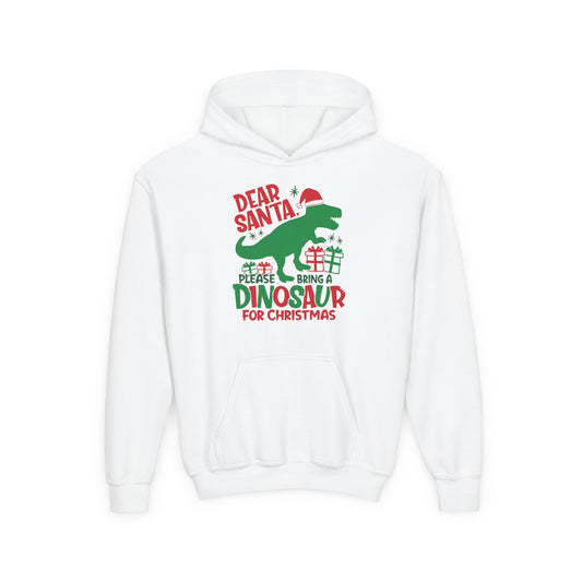 Dear Santa Please Bring a Dinosaur for Christmas Youth Hoodie