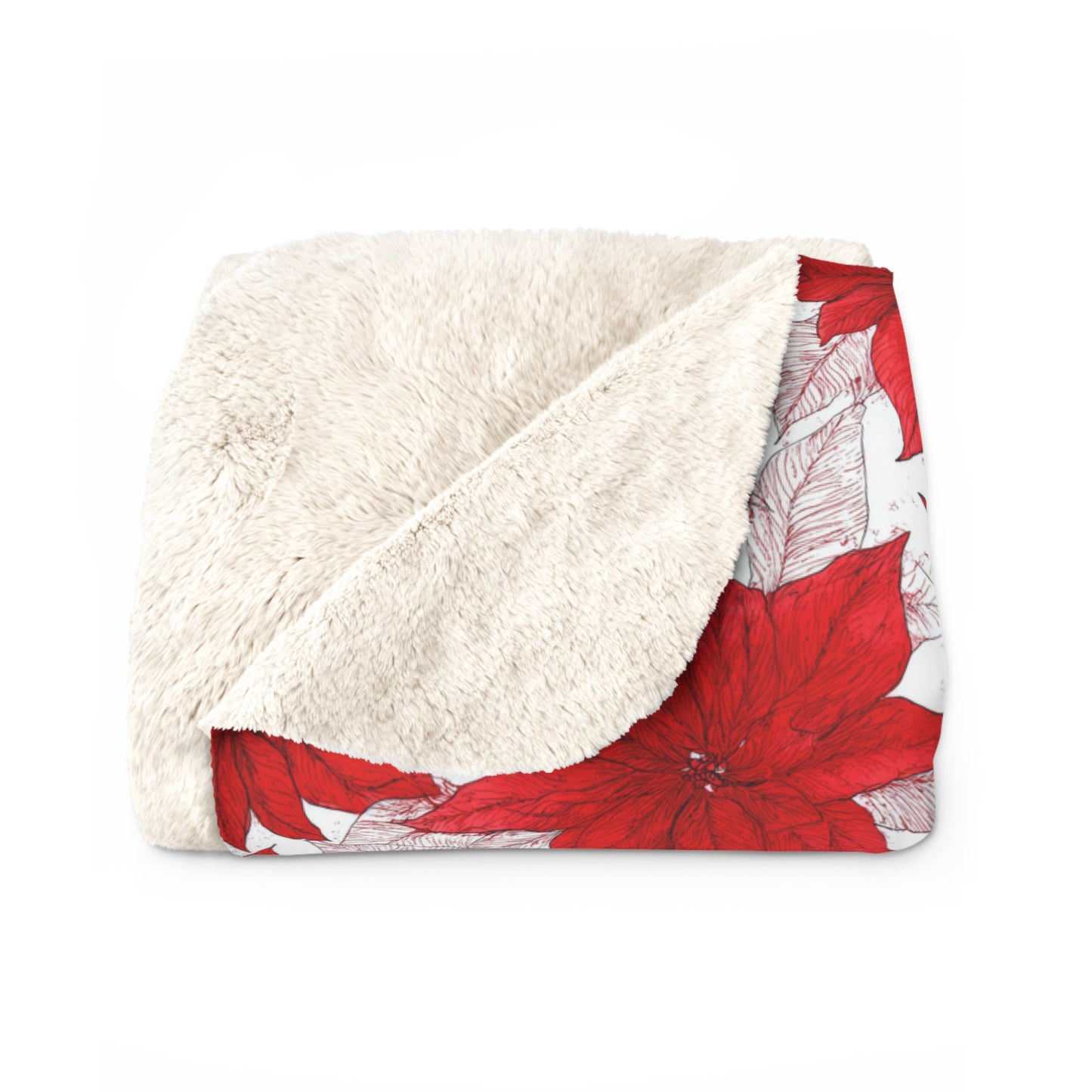 Christmas Blossom Sketch Fleece Blanket