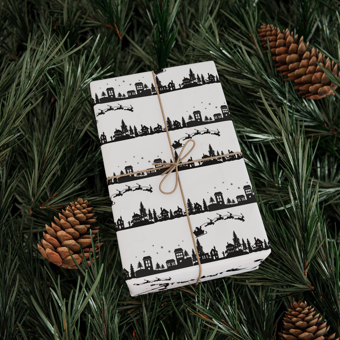 Christmas Village Silhouette Wrapping Paper