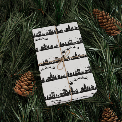 Christmas Village Silhouette Wrapping Paper