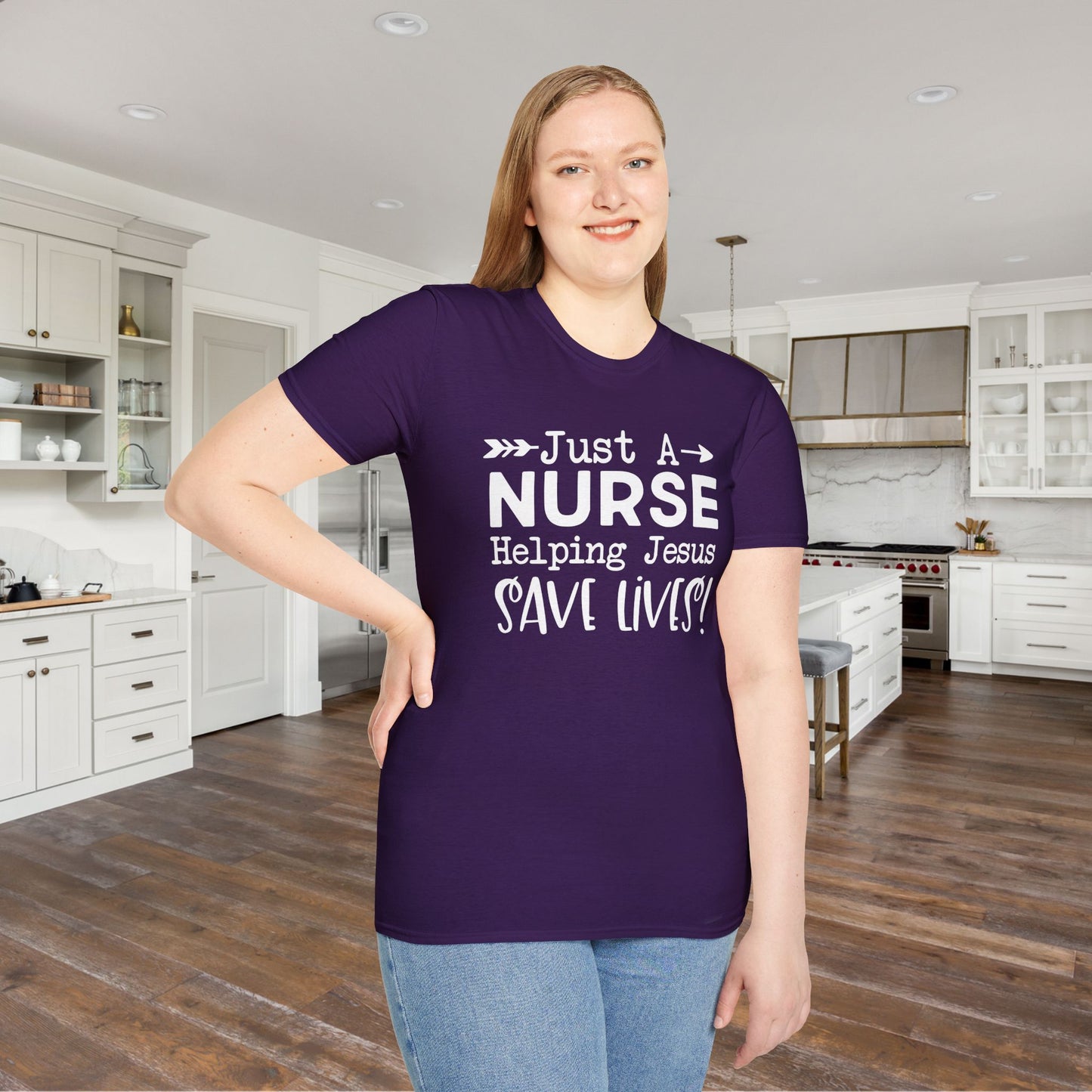 Just A Nurse Helping Jesus Save Lives Adult T-shirt