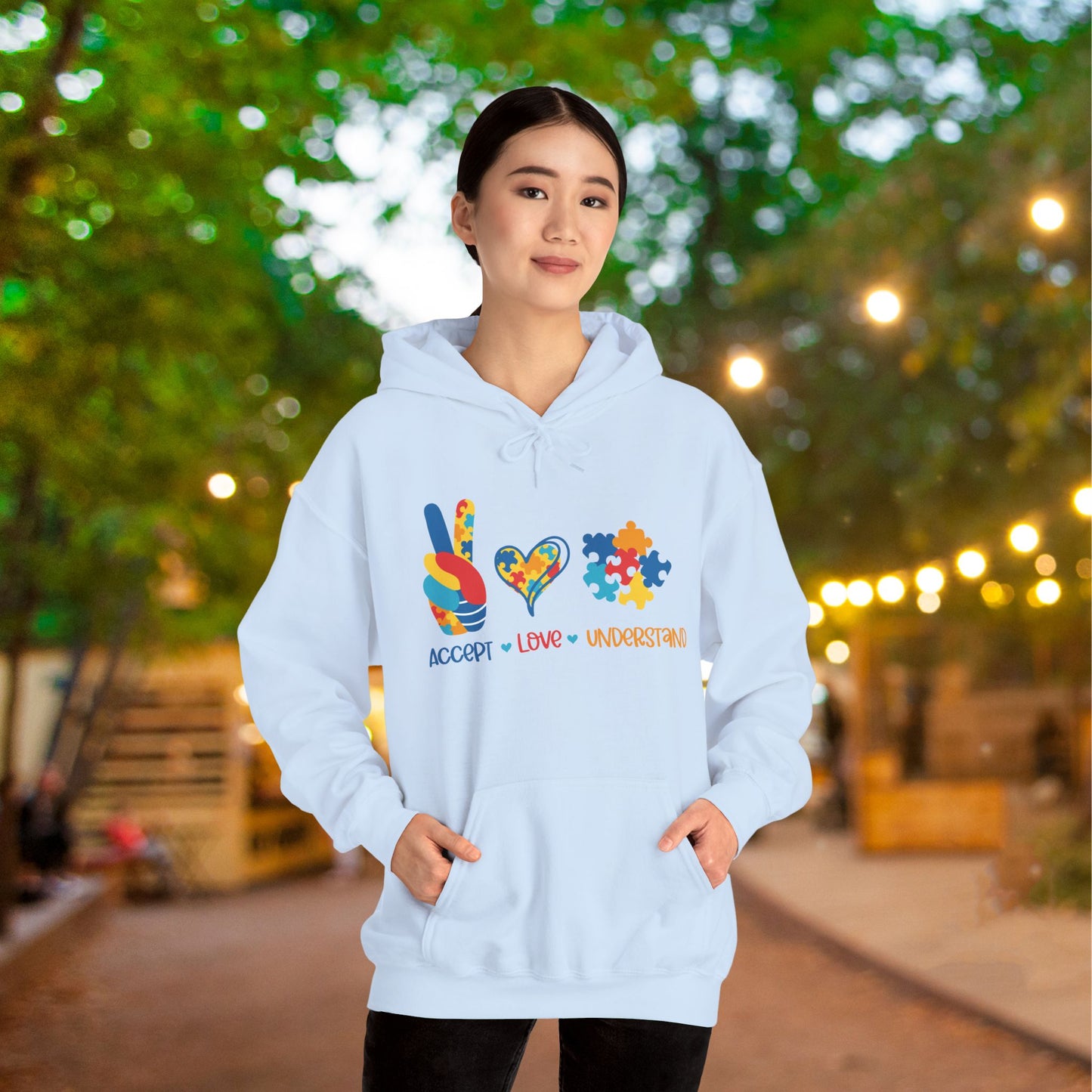Accept Love Understand (Autism) Heavy Blend™ Hooded Sweatshirt
