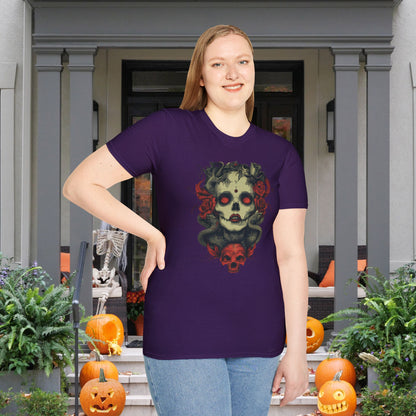 Creepy Skull and Roses Adult T-shirt