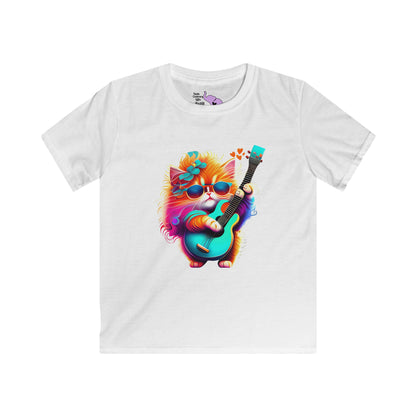 Colorful Guitar Kitten Youth Softstyle Tee