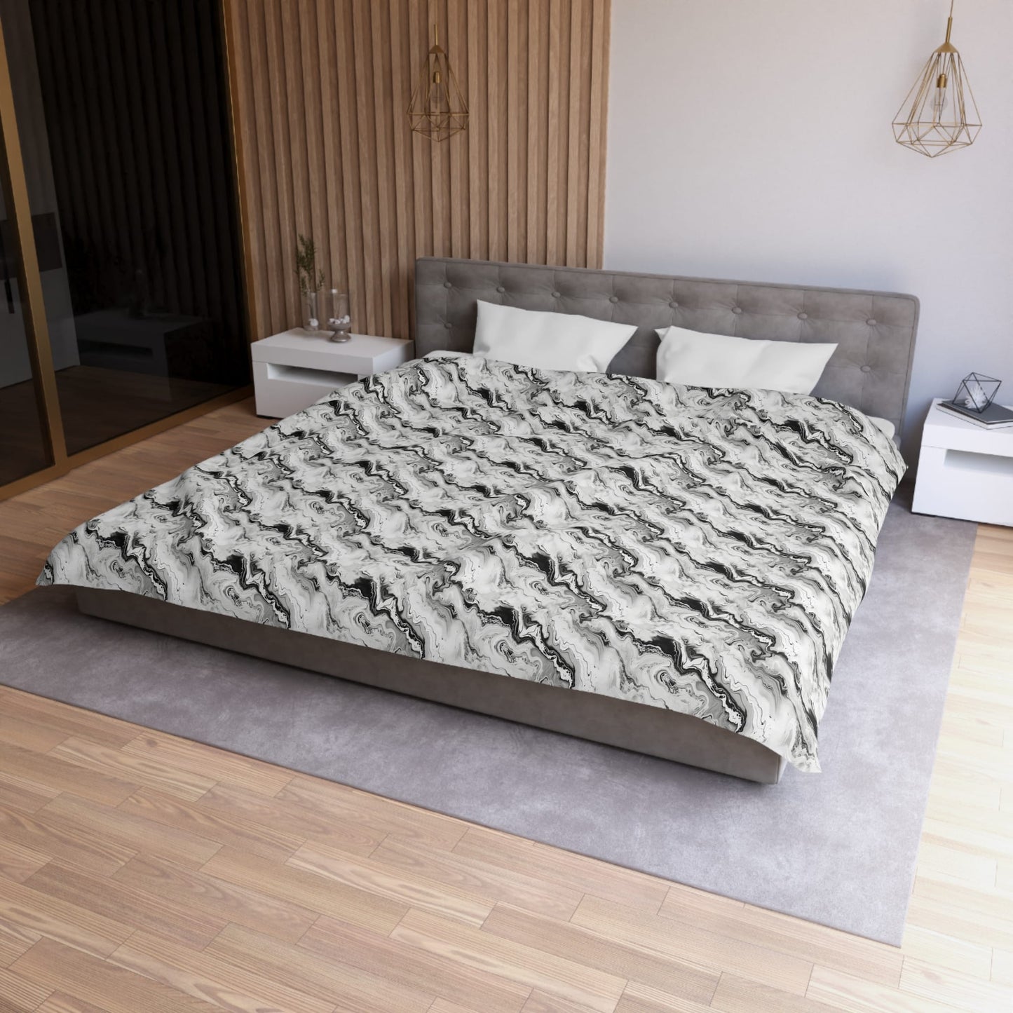 Frost Veil Marble Microfiber Duvet Cover