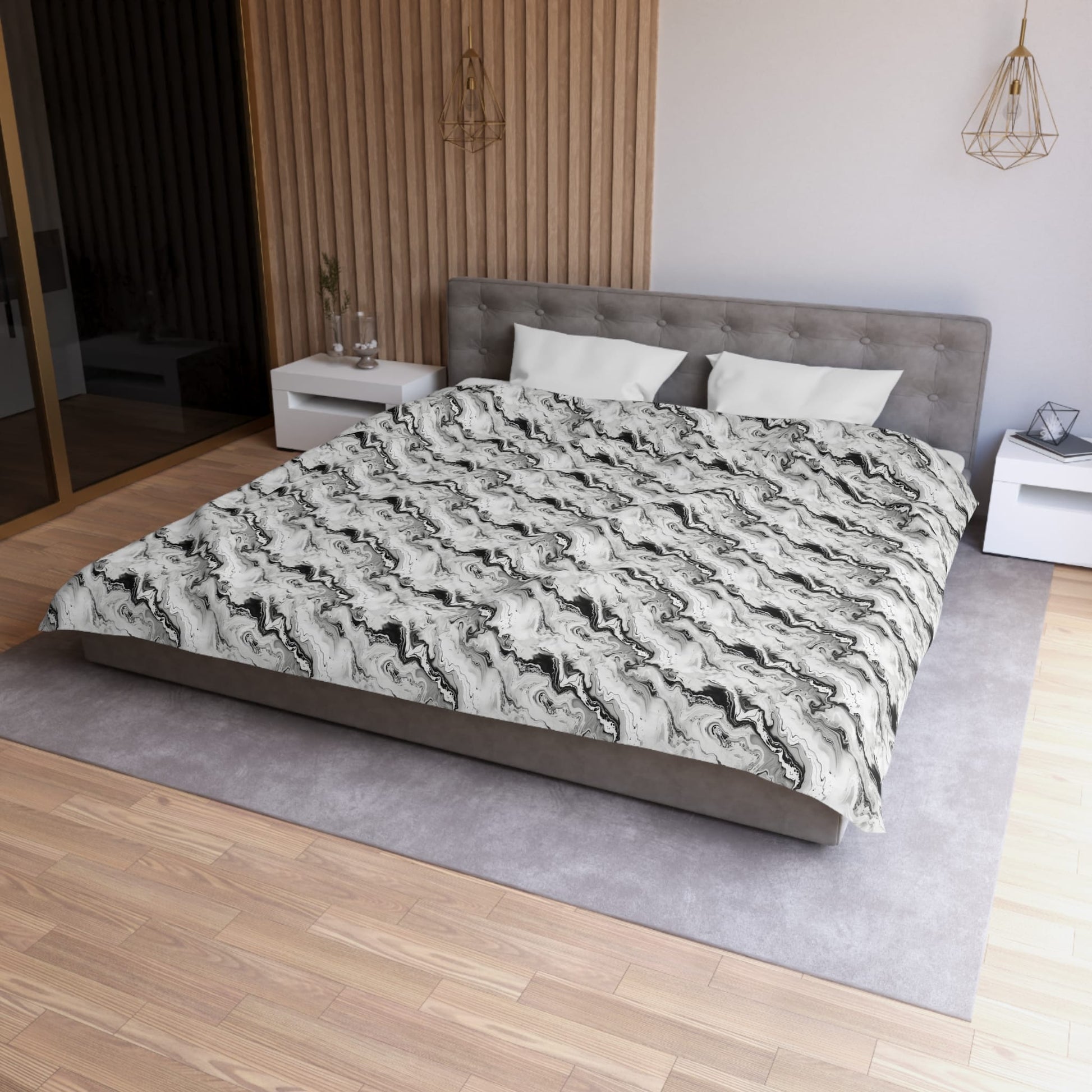 Frost Veil Marble Microfiber Duvet Cover