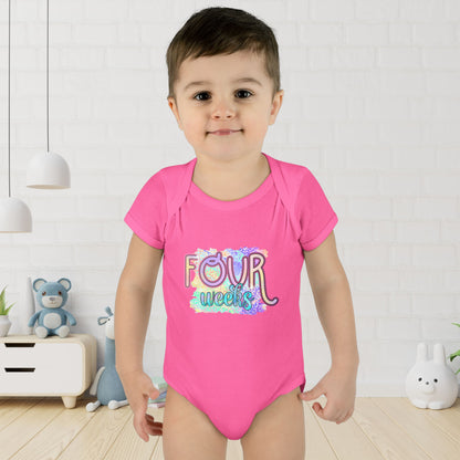 Pastel Wild One Milestone Baby Bodysuit-Four Weeks