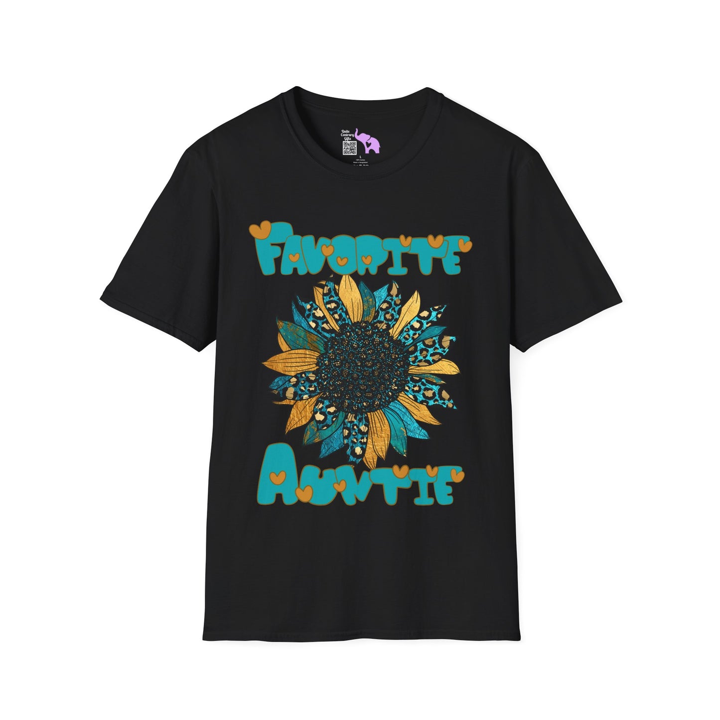 Favorite Auntie Teal/Gold Adult T-shirt