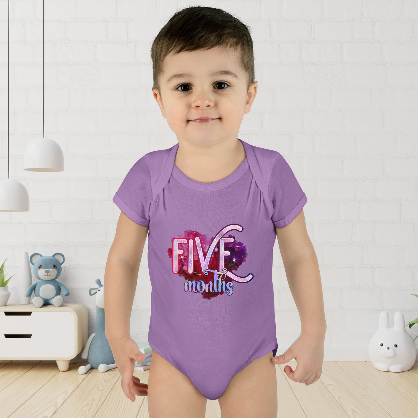 Stardust Baby Milestone Bodysuit-Five Months