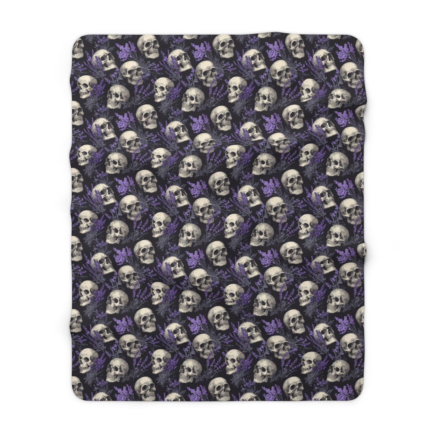 Midnight Lavender Skulls Fleece Blanket