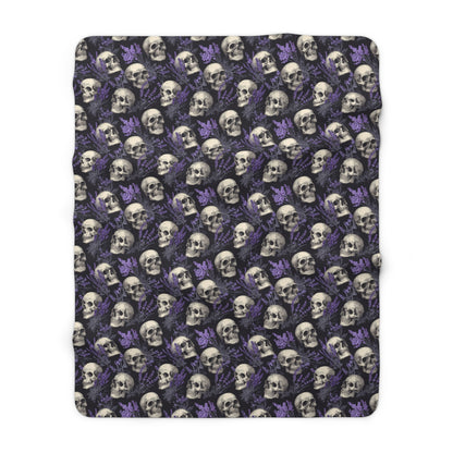 Midnight Lavender Skulls Fleece Blanket