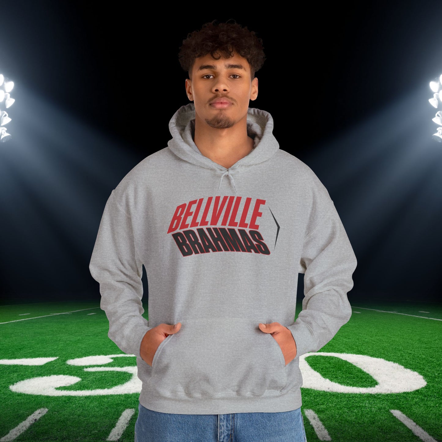 Bellville Brahmas (Angled) Adult Heavy Blend™ Hooded Sweatshirt