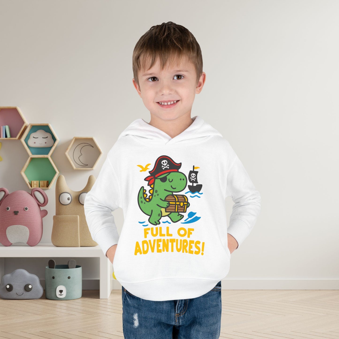 Full of Adventures (Dinosaur Pirate) Toddler Hoodie