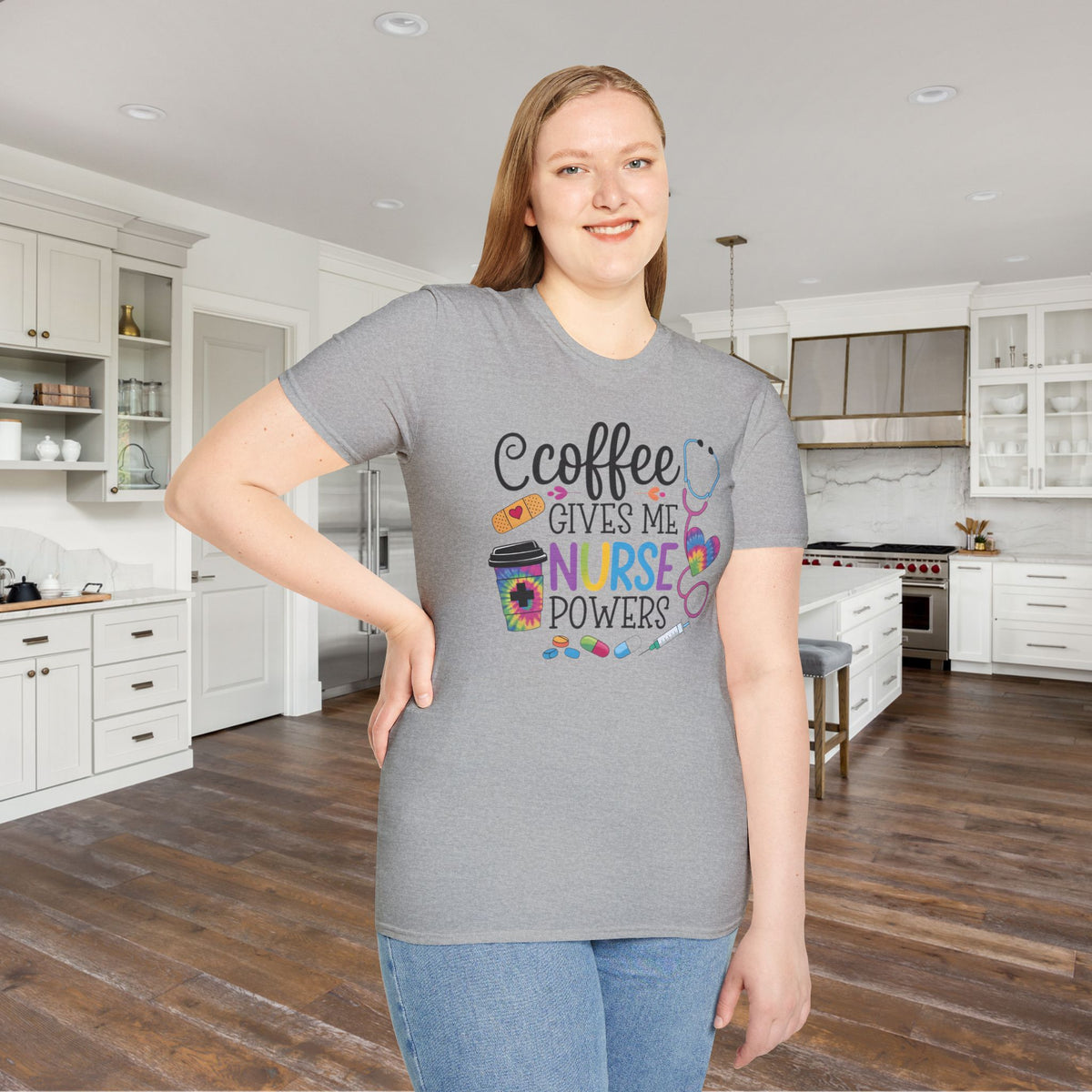 Coffee Gives Me Nurse Powers Adult T-shirt