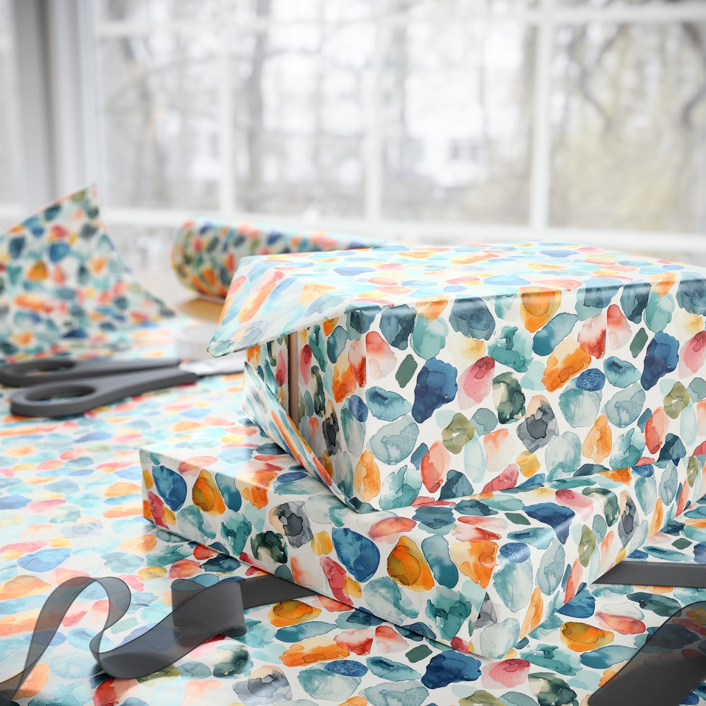 Watercolor Pebble Terrazzo  Wrapping Paper