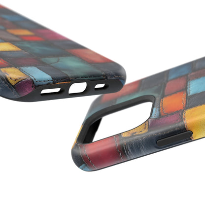 Coloerful Leather Patchwork MagSafe® Compatible Tough Case for iPhone