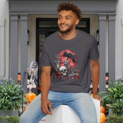 Halloween Graveyard w/Skull Adult T-shirt